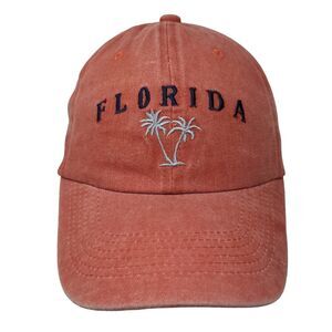 Florida Palm Tree Slideback Hat Orange One Size Embroidered Sunkiss Kap